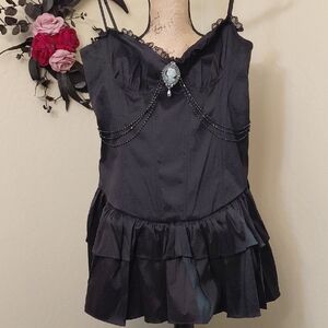 DOLLSKILL WIDOW XXL BLACK SOMBER SWEETNESS MINI DRESS